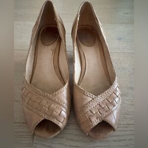 Frye Maya Woven Peep Toe Heeled Shoes Size 6